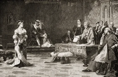 Der erste Prozess von Katharina von Aragon (1485-1536) im Jahr 1529